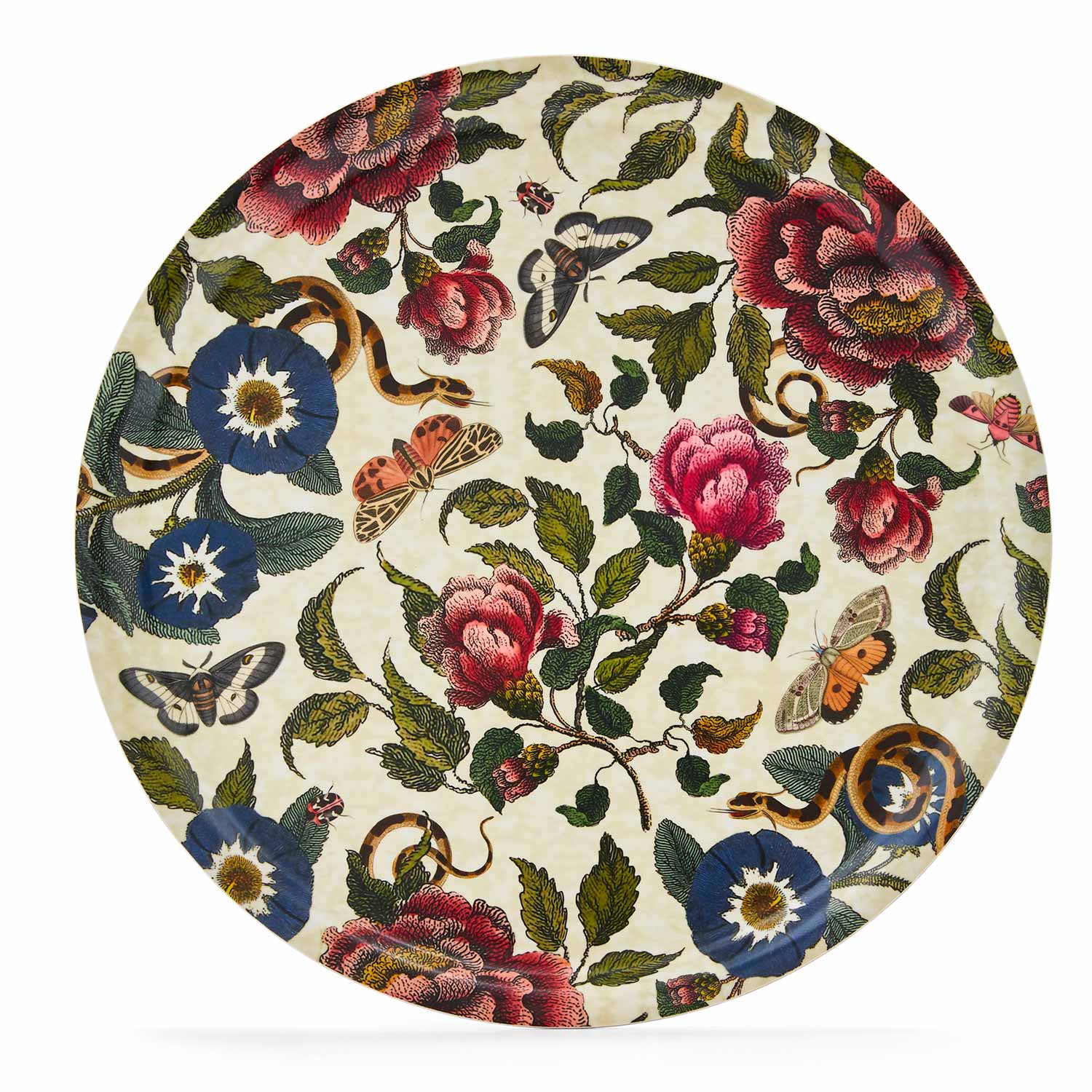 Creatures of Curiosity  Round Birch Serving Tray (White Floral) image number null